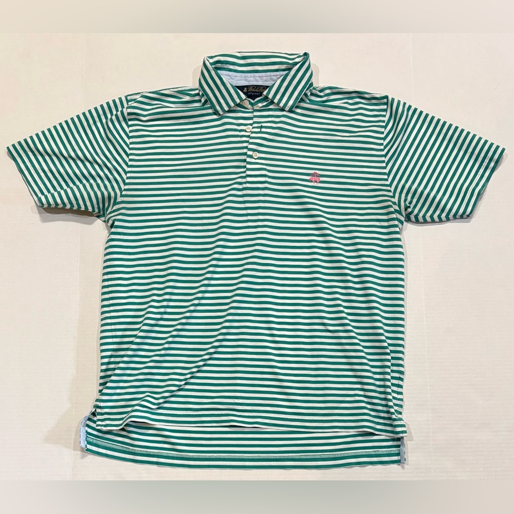 Brooks Brothers Green White Striped Original Fit Golf Polo Preppy Shirt Men’s M